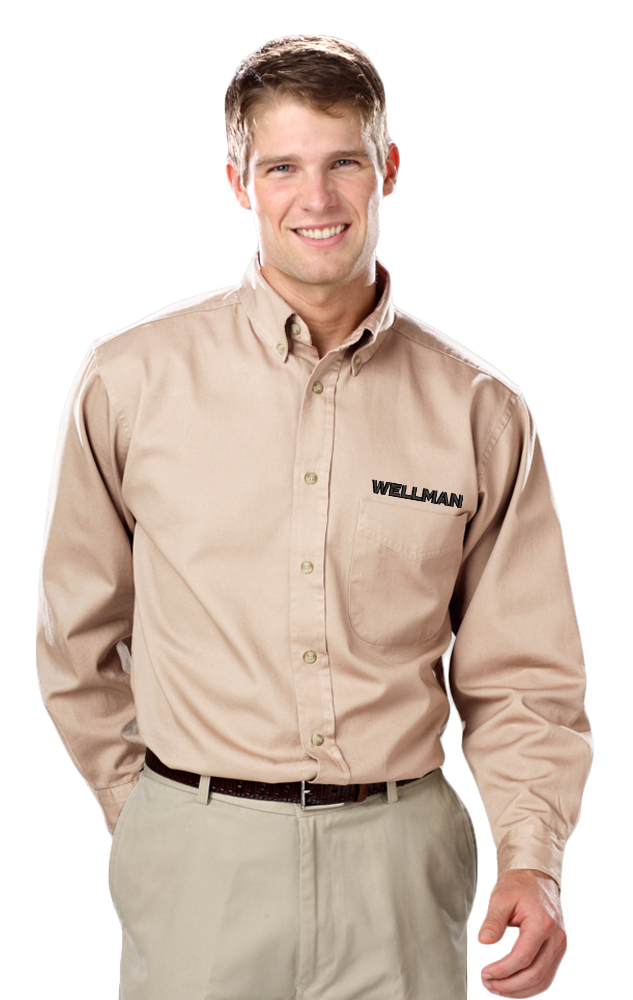 Wellman Men's Cotton Twill Shirts Long Sleeve
