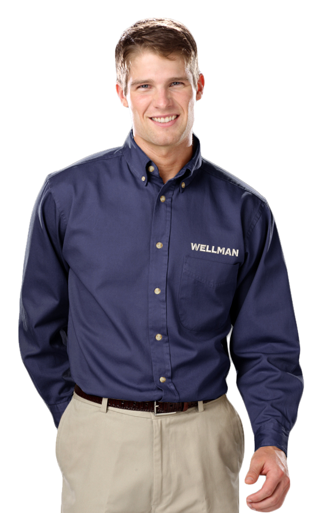 Wellman Men's Cotton Twill Shirts Long Sleeve