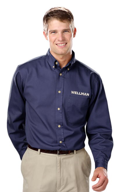 Wellman Men's Cotton Twill Shirts Long Sleeve