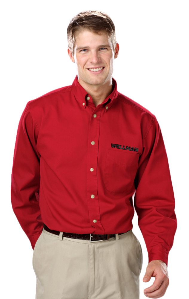 Wellman Men's Cotton Twill Shirts Long Sleeve
